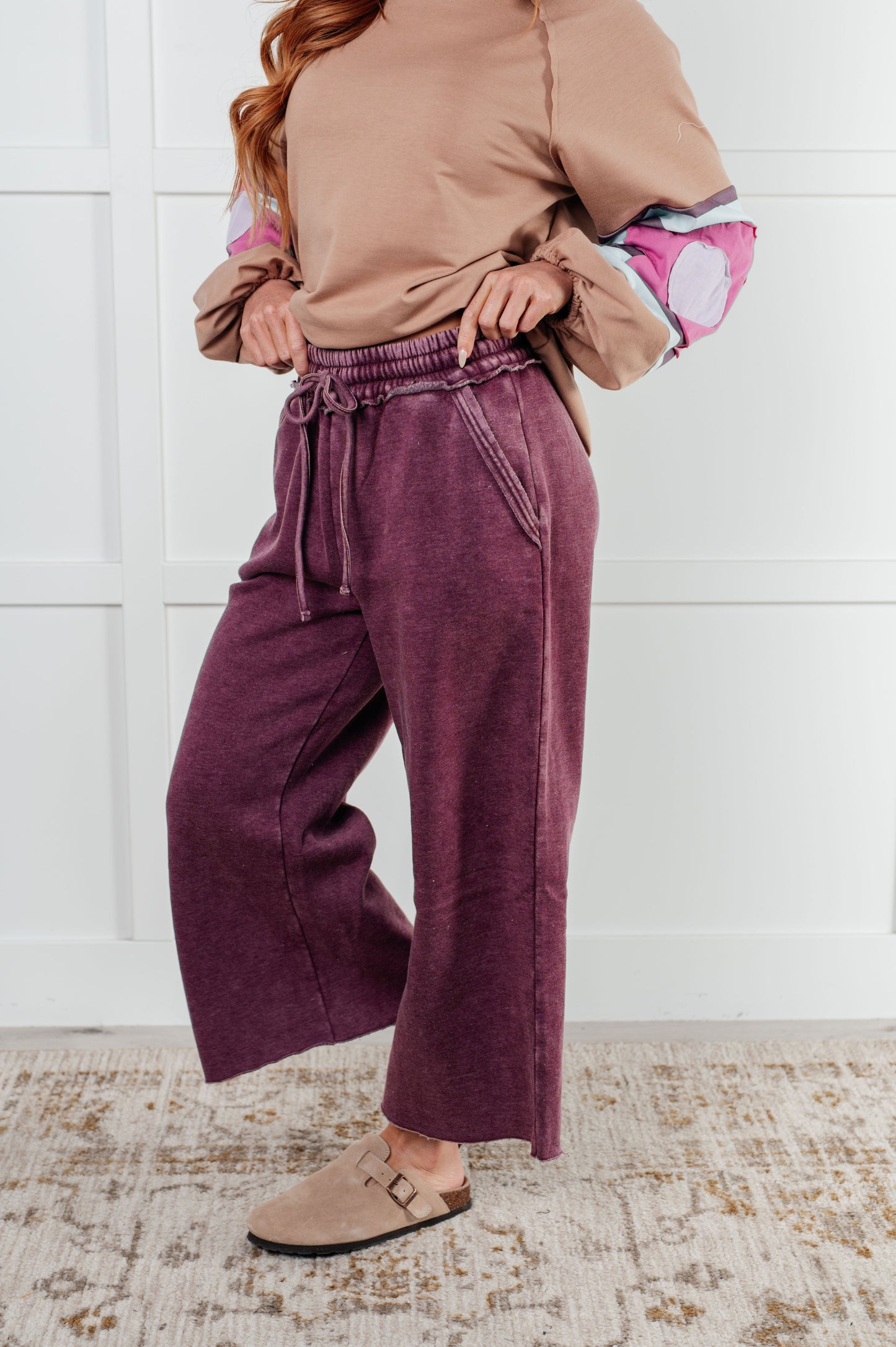 Day 20 - In or Out Wide Leg Cropped Pants in Eggplant