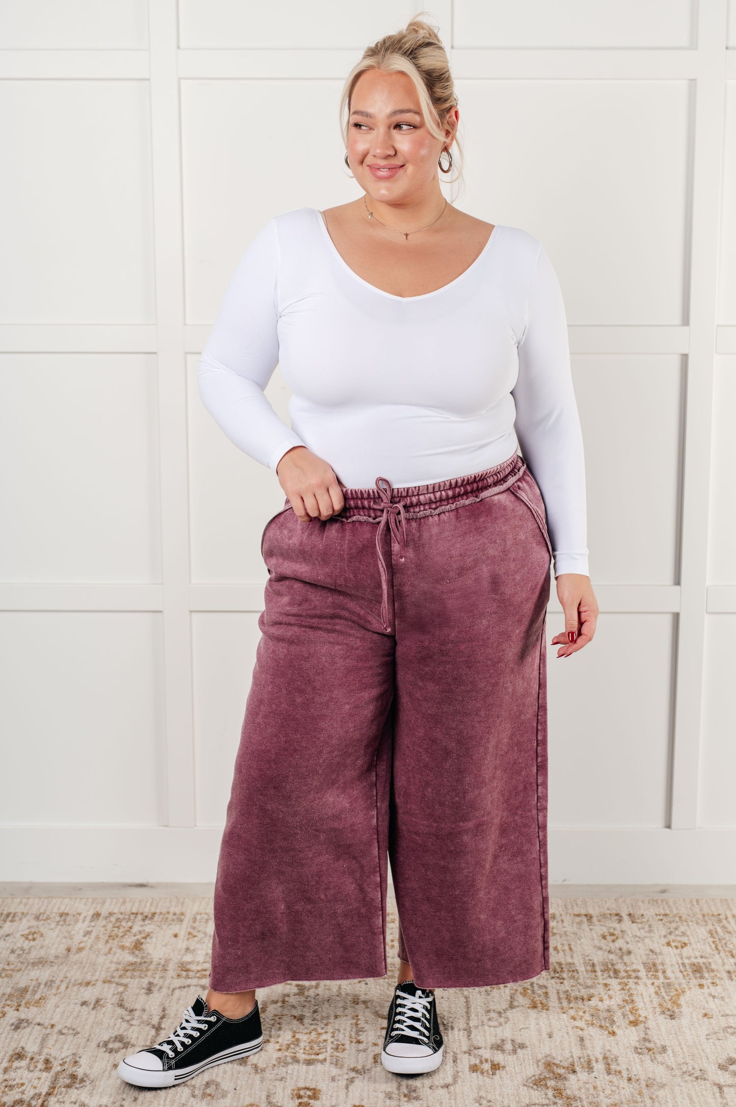 Day 20 - In or Out Wide Leg Cropped Pants in Eggplant