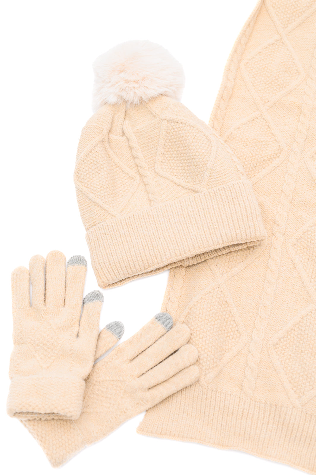 Day 4 - Jane Frost Beanie, Glove, and Scarf Set in Beige