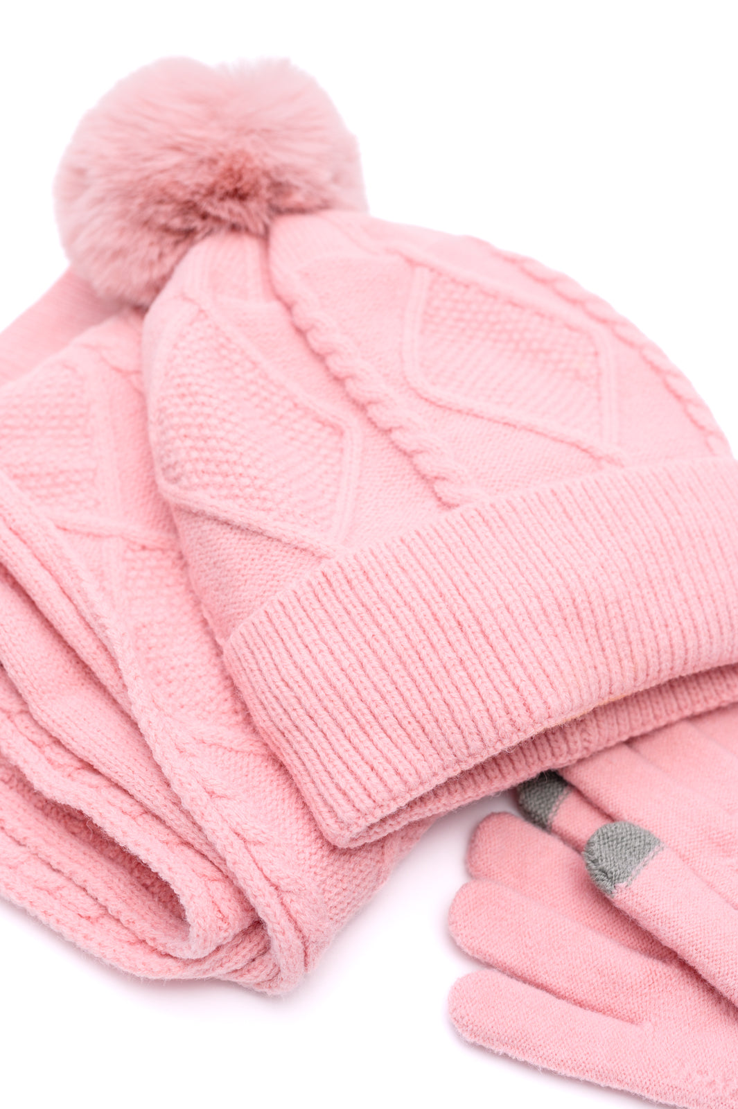 Day 4 - Jane Frost Beanie, Glove, and Scarf Set in Pink