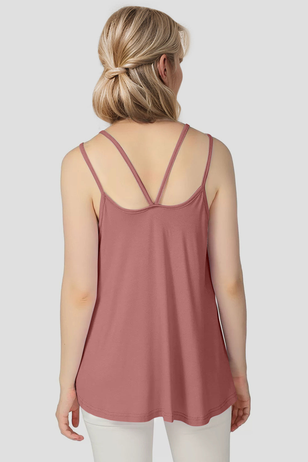 Bamboo Scoop Neck Double Spaghetti Straps Cami