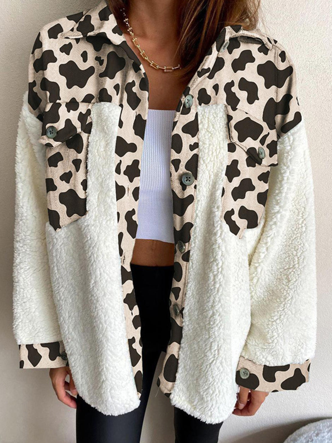 Fuzzy Button Up Long Sleeve