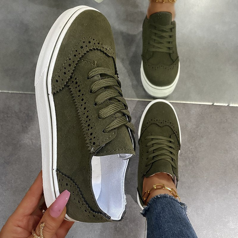 Suedette Lace-Up Flat Sneakers