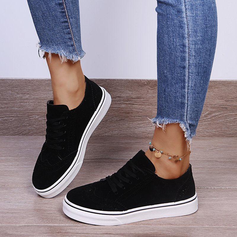 Suedette Lace-Up Flat Sneakers