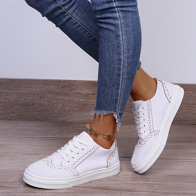 Suedette Lace-Up Flat Sneakers