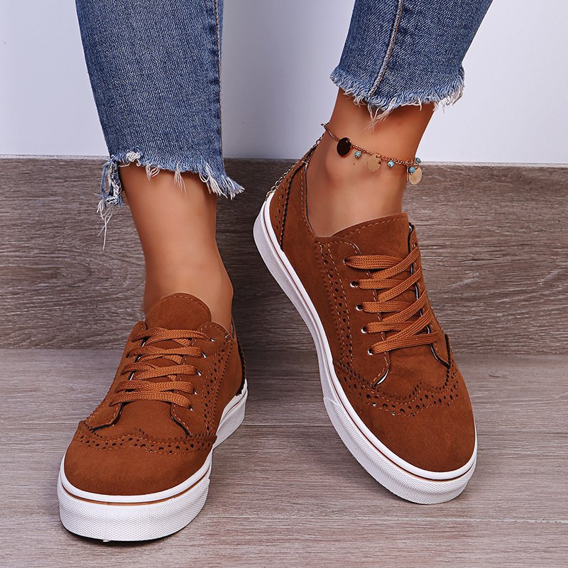 Suedette Lace-Up Flat Sneakers