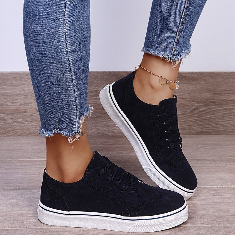 Suedette Lace-Up Flat Sneakers