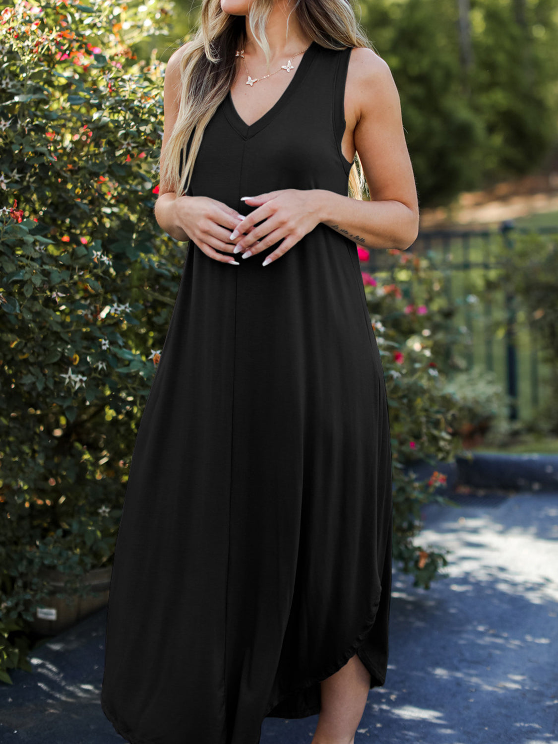 V-Neck Midi Tank Dress