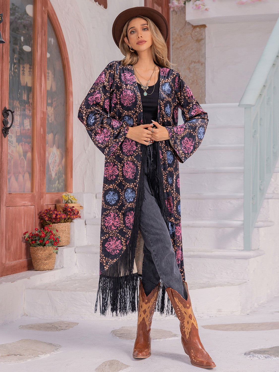 The Viral Fringe Open Front Long Sleeve Cardigan