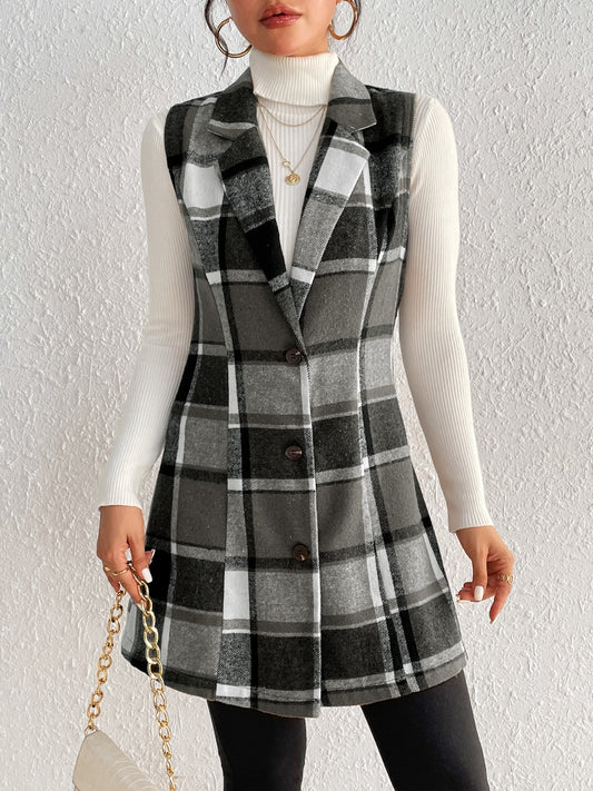 Plaid Button Up Vest