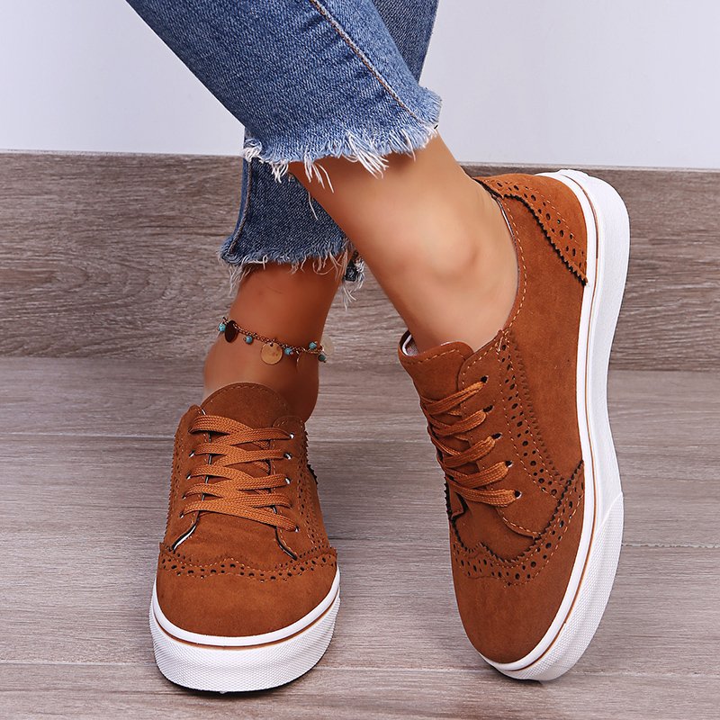 Suedette Lace-Up Flat Sneakers