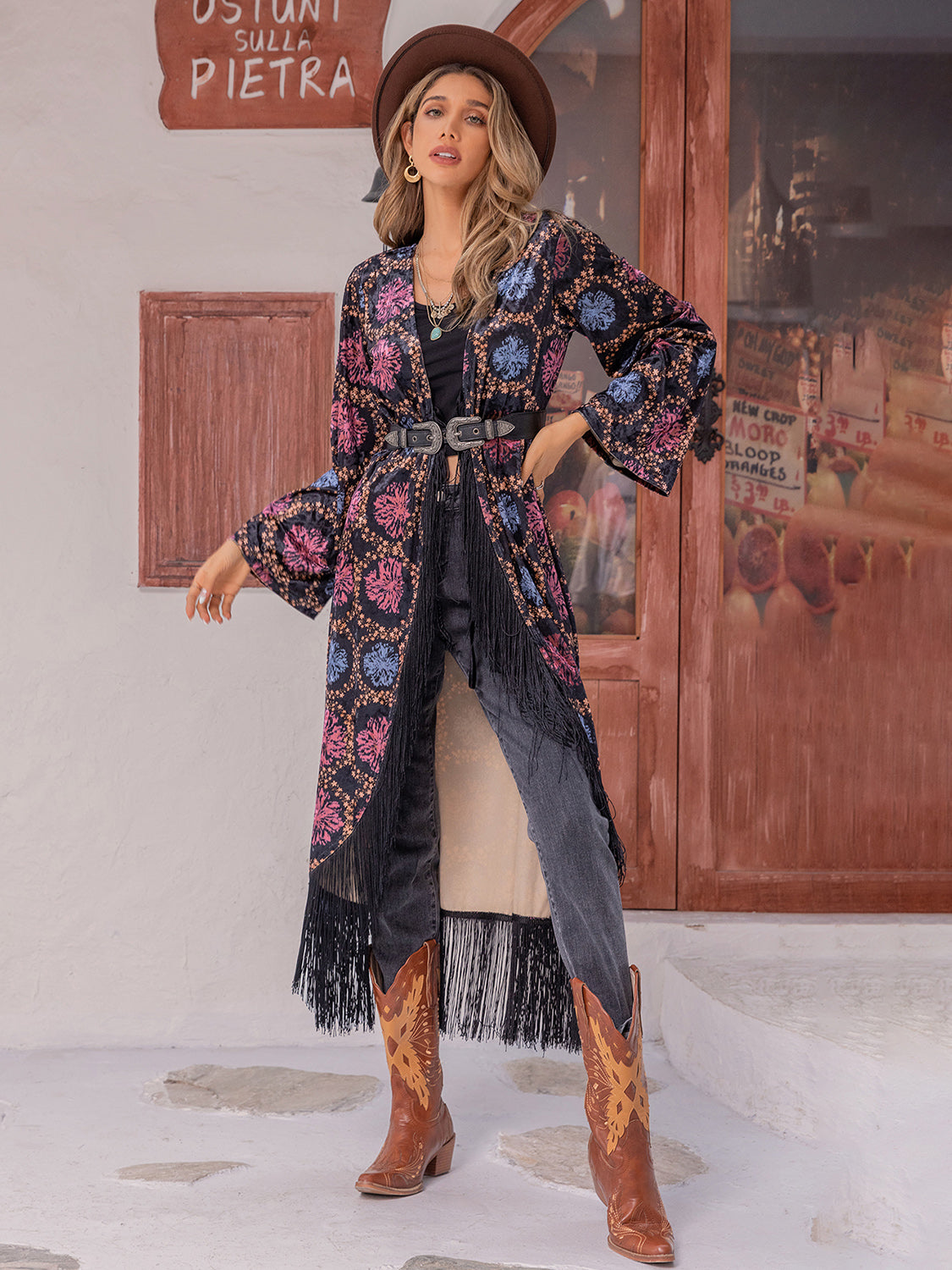 The Viral Fringe Open Front Long Sleeve Cardigan