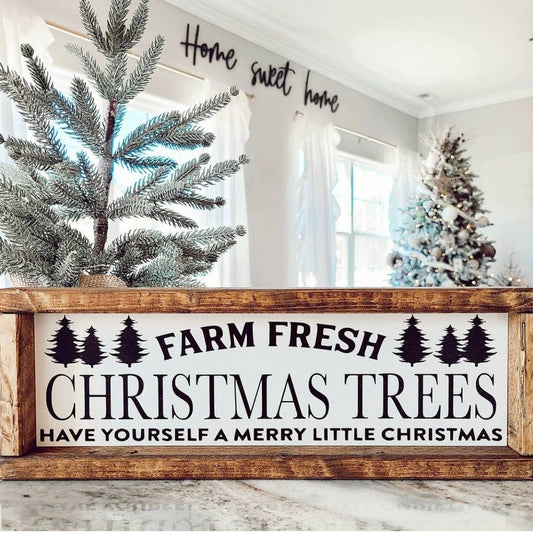 Farm Fresh Christmas Trees Sign 5x14" - Christmas Decor