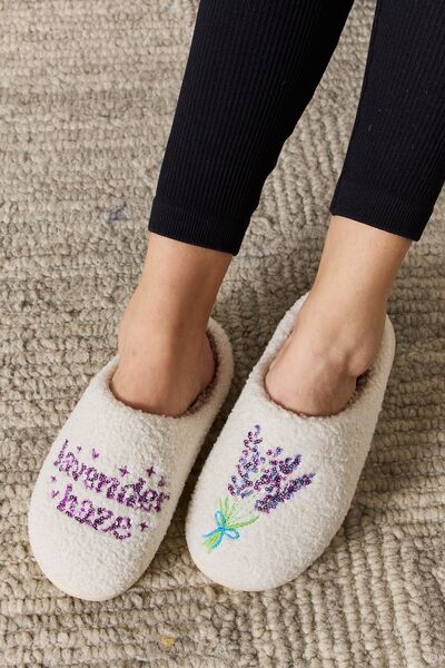 Lavender Sequin Pattern Cozy Slippers