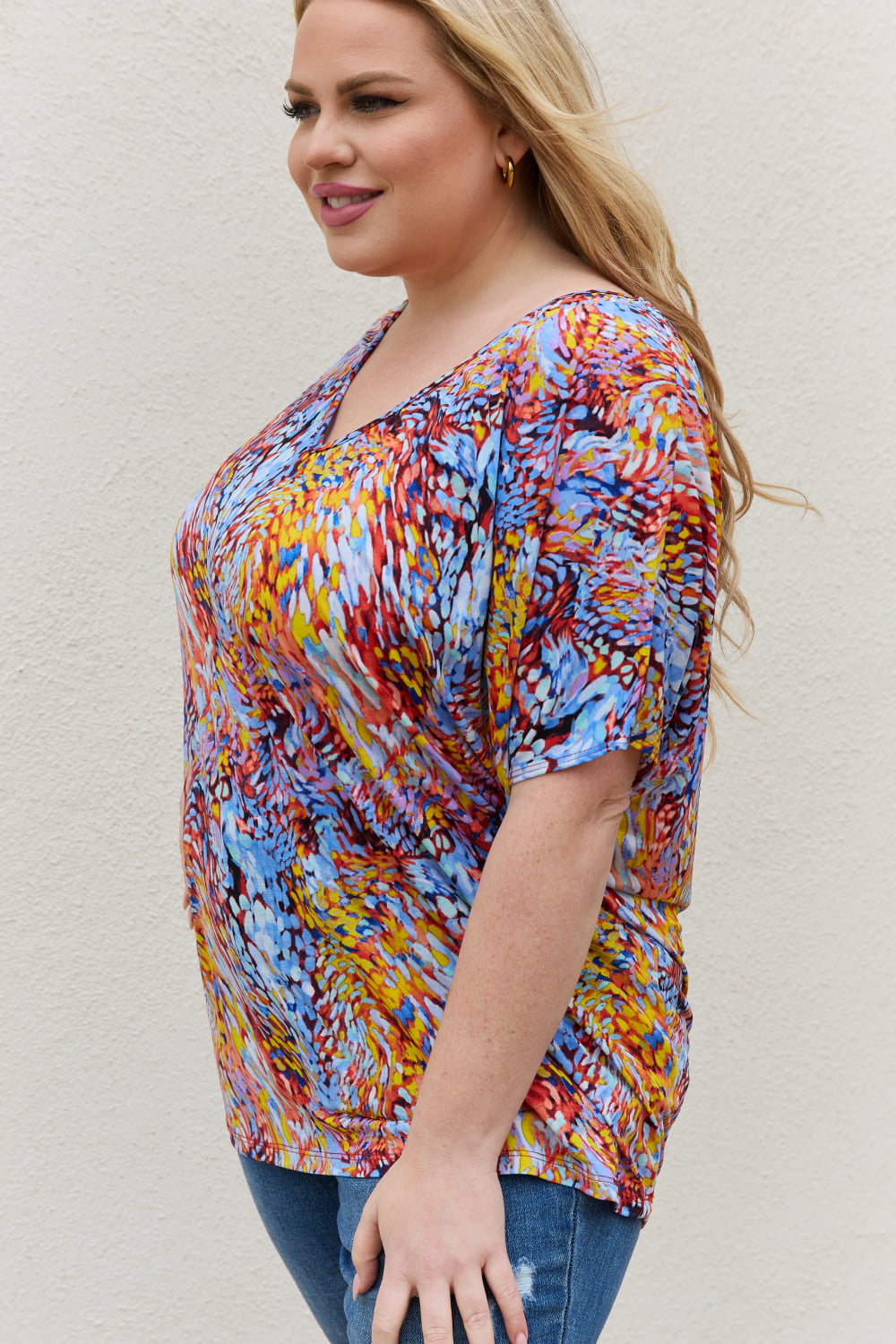 Printed Dolman Flowy Top