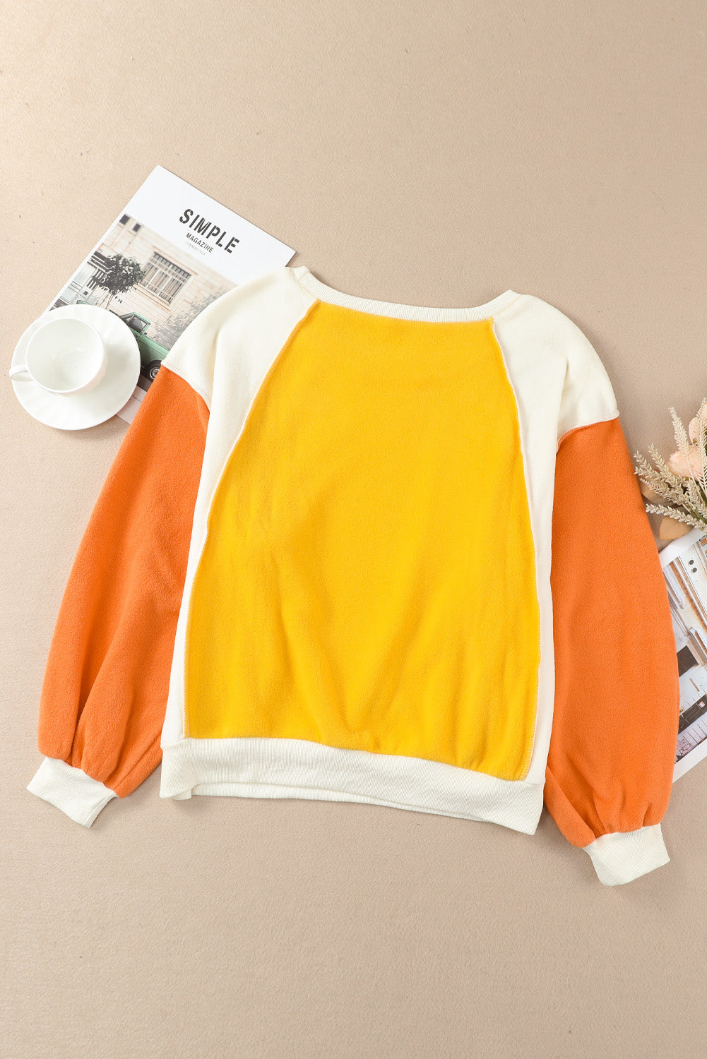 Round Neck Dropped Shoulder Color Block