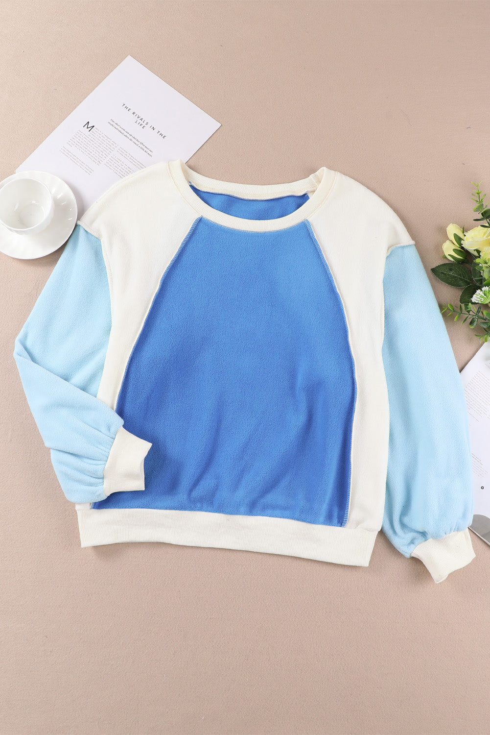 Round Neck Dropped Shoulder Color Block