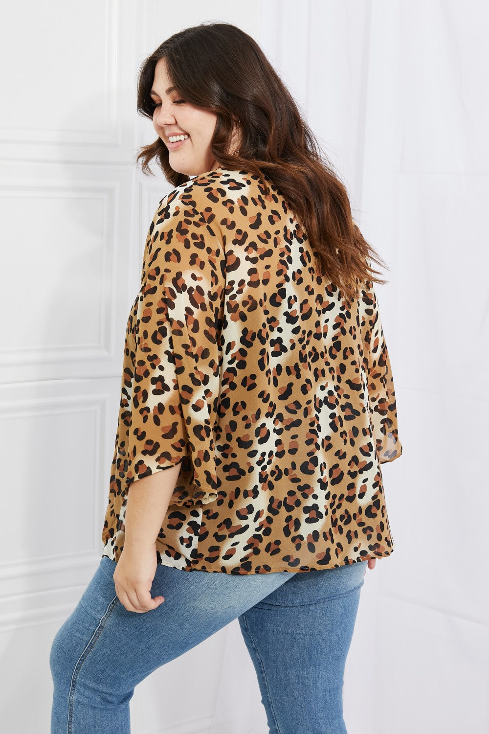 Wild Muse Animal Print Kimono in Camel