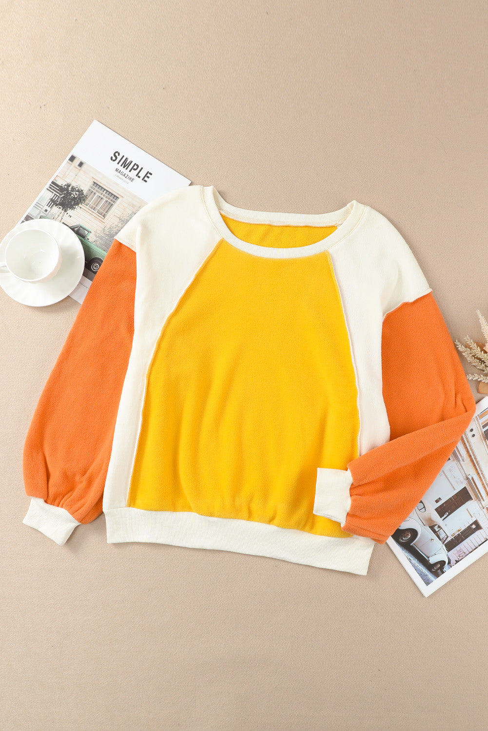 Round Neck Dropped Shoulder Color Block