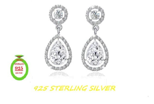 Trendy Sterling Silver Topaz Tear Drop Earrings