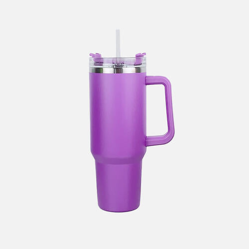 40oz. Stainless Steel Tumbler with Handle and Straw