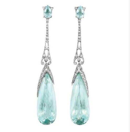 Elegant Crystal Blue Water Drop Earring