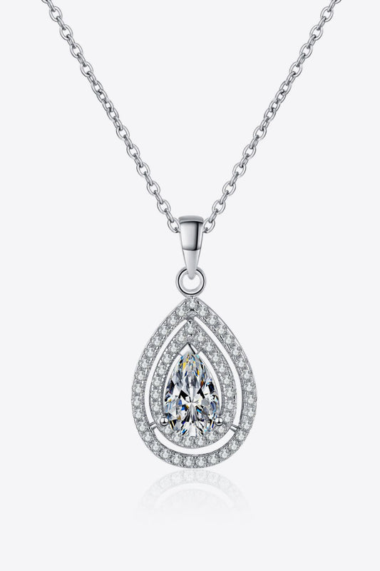 1 Carat Moissanite Teardrop Pendant Necklace