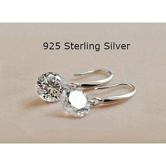 Sterling Silver .925 Stamped Topaz Drop Earrings