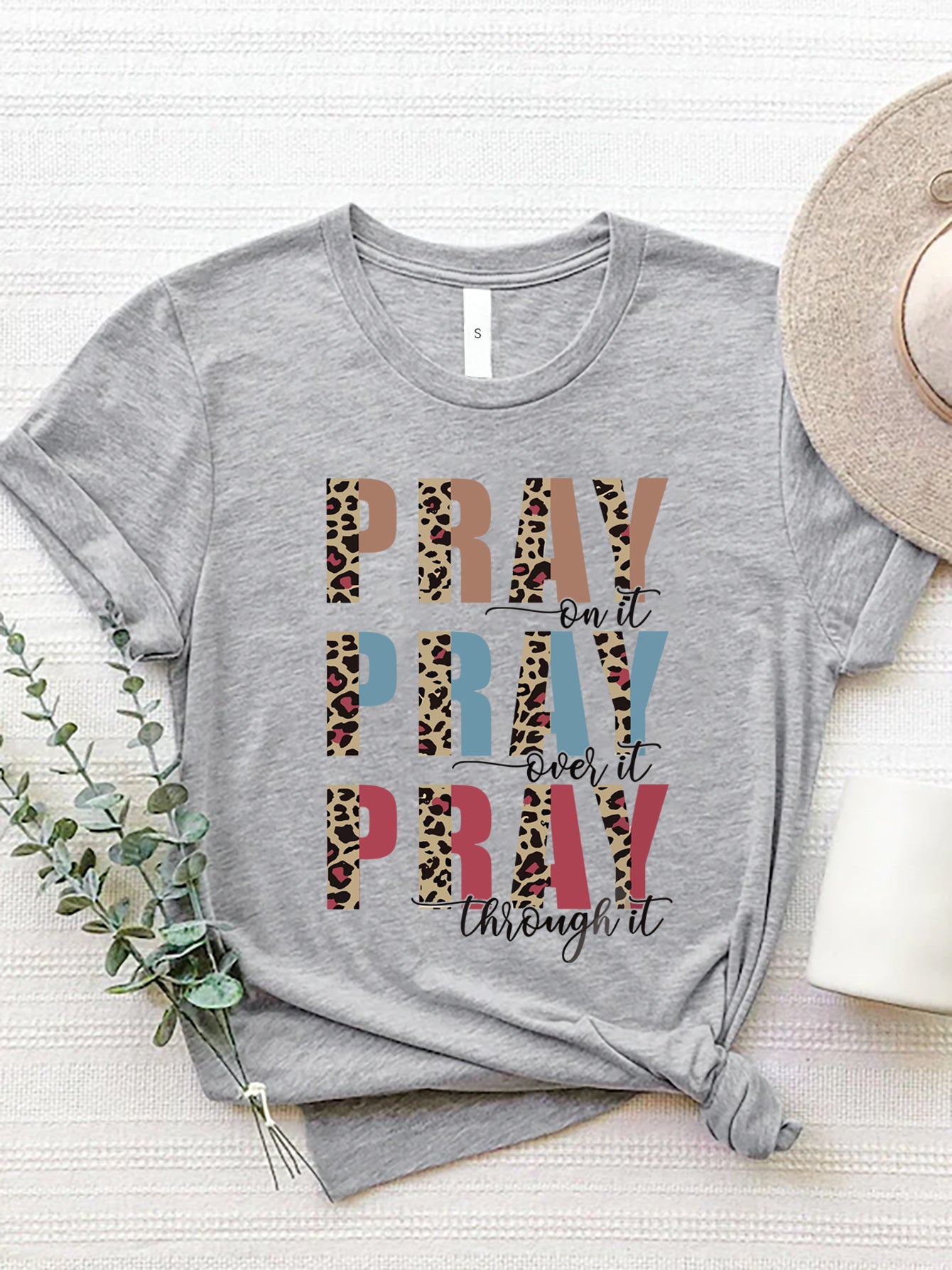 PRAY Graphic Round Neck Short Sleeve T-Shirt