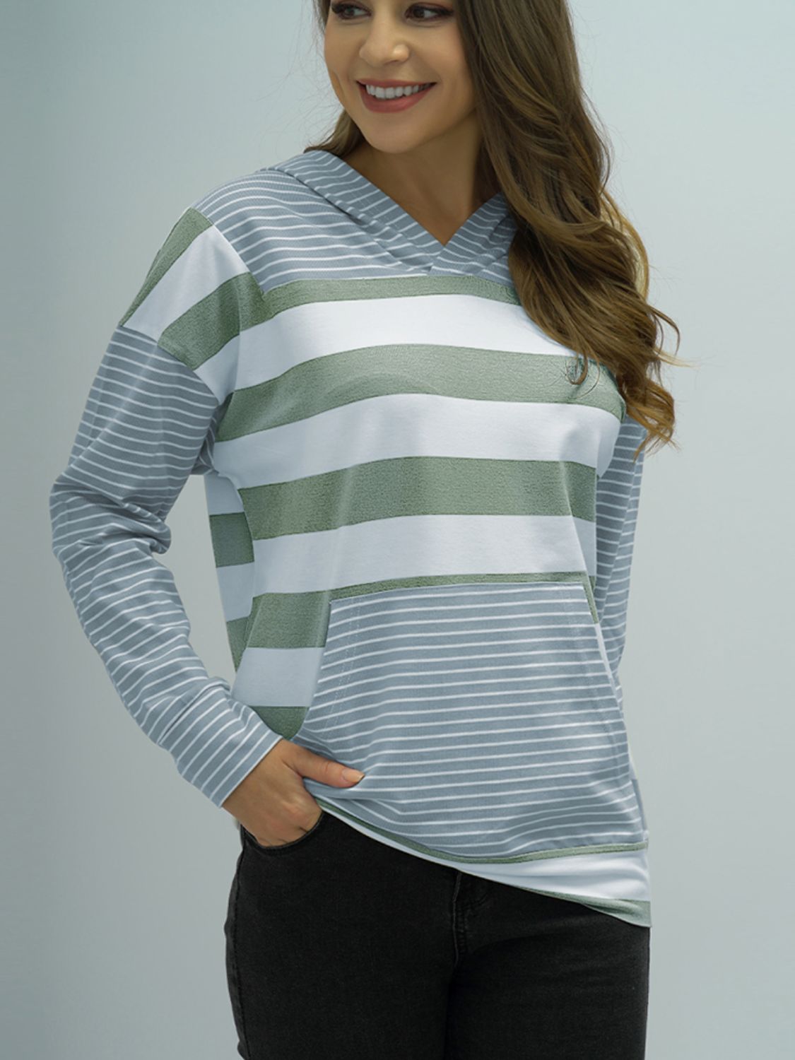 Striped Long Sleeve Hoodie