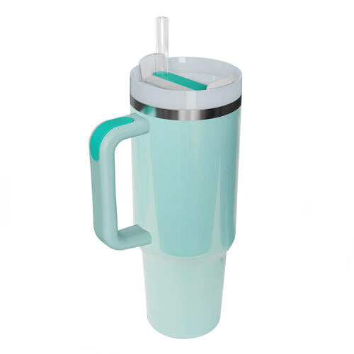 40oz. Stainless Steel Tumbler with Handle and Straw